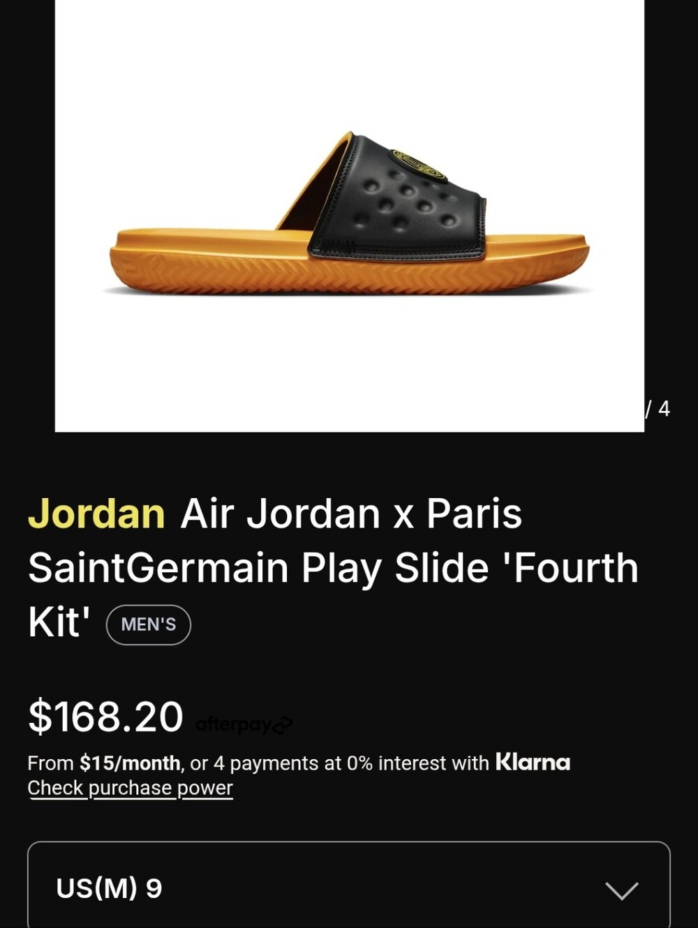 Air Jordan x Paris Saint-Germain Men's Black & Orange Play Slide